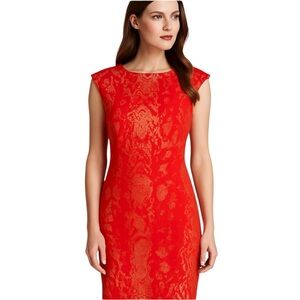 Philosophy Red Gold Brocade Sheath Dress XL